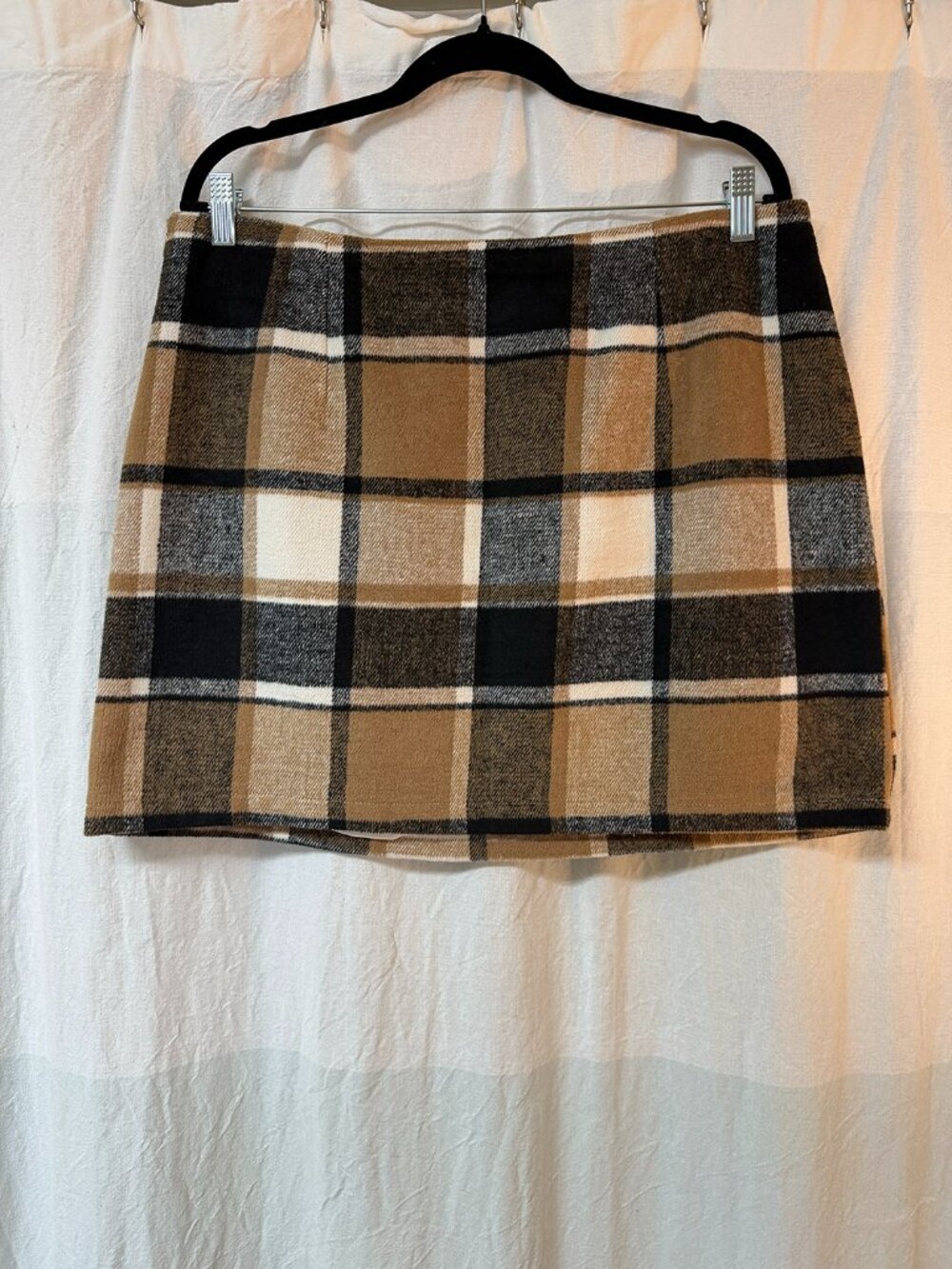High-waisted Plaid Pencil Mini Skirt